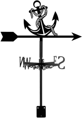 SUPERDANT Wetterhahn Mit Anker Wetterfahne Mit Ankermotiv Aus Schwarzem Metall Schuppen Wetterfahnen Ankermotiv Weathervane Gartendekor Für Bauernhaus Garten Außenbereich Hof Dach Schuppen