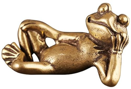 VICASKY 1stück Messing Frosch Statue Figurine Für Heim Büro Dekoration Vintage Design Perfektes Für Tierliebhaber Robuste Und Langlebige Kunstfigur Für Tisch Regal