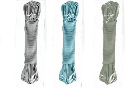 20m Strong Clothesline Steel Core With PVC Coated Washing Line Rope Outdoor Indoor Laundry Line for Drying Clothes Towels Home Garden Mould Or Weather Resistant String Assorted Color (1pc)