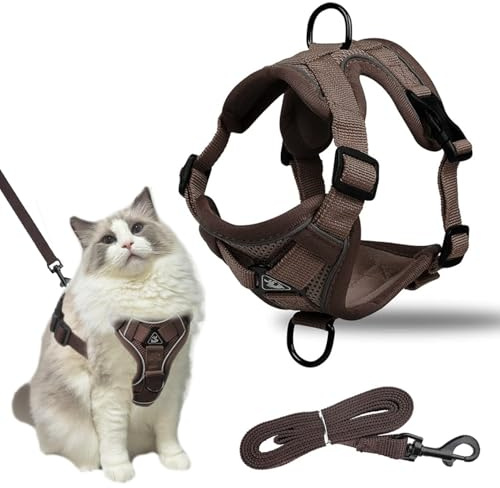 Arnés para Gato Ajustable con Correa, Arnés de Gatito Reflectante, Arnes Gato Antiescape, Arnés Suave para Gatos, Gatitos, Perros, Cachorros (M)