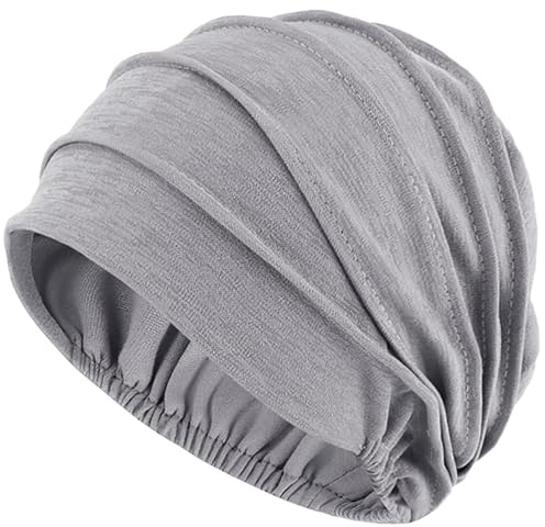 LIMHOO Women's Soft Chemo Beanie Hat Breathable Cotton Slouchy Turban Headwear for Cancer Patients Hair Loss Chemotherapy (Grey)