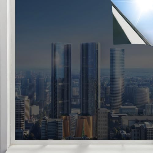 URAQT Pellicola Specchio per Vetri Finestre, 44.5 * 200CM Pellicola per Vetri Finestre Privacy, Pellicole Privacy Unidirezionali, Anti UV, con Strumenti di Installazione, per Casa,Camera,Bagno