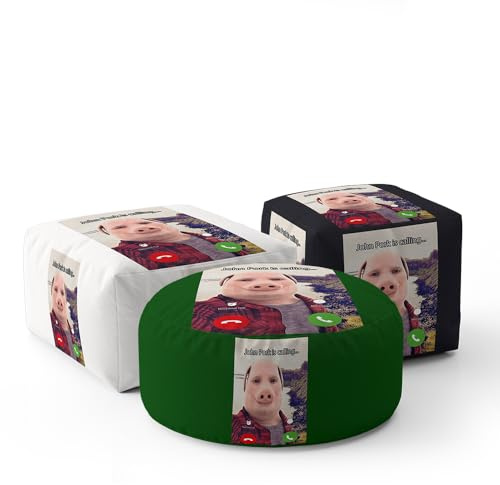 GIFTIMIZED John Pork Is Calling Kids Pouffe Seat Personalised Custom Background Colour Funny Meme Inspired Internet Joke Bedroom Cube Circle or Low Seat Novelty Furniture