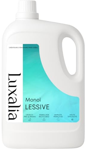 Lessive Monoï 5L - Sans Conservateurs MIT - Détache & Nettoie - Efficace à Froid & en Cycle Court - 5 Litres Jusqu'à 200 Lavages - LUXALIA