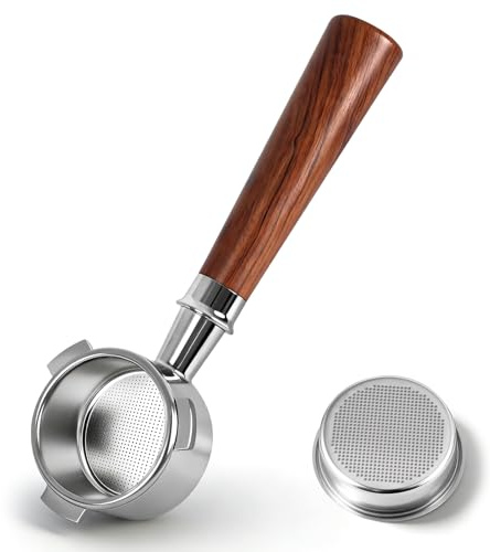 Portafiltro sin Fondo de 54mm compatible con Sage Breville Barista Series, Barista Express y Breville 870/878/880, 3 Orejas Portafiltro sin Fondo de Madera Maciza,Regalos Originales para Hombre Papá