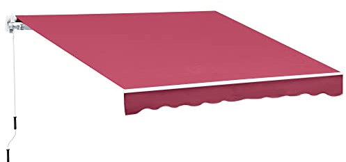 Outsunny Store banne Manuel rétractable Angle Réglable Aluminium Polyester imperméabilisé 3L x 2,5l m Rouge Bordeaux