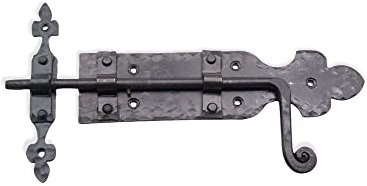 Slide Bolt Door Latch, Hand Forged Cabinet Catch Barn Gate Shed Lock Rustic Antique Furniture Wrought Iron Decor Cupboard Finger Black Metal
