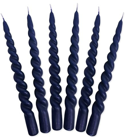 LUMELY Danska premium, vridna ljus, blå, kungsblå, 6-pack, höjd 24 cm, Ø 2,2 cm, brinntid ca. 7 timmar, färgglada stavljus, vridna ljus, ljusljus, dekorativa ljus, danska ljus (kungsblå)