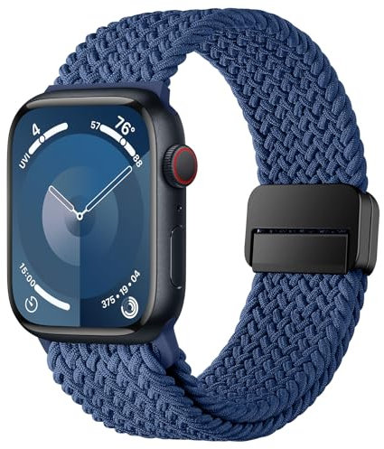 HITZEE Compatible con Correa Apple Watch 49/46/45/44/42/41/40/38mm, Correas Elástica con Cierre Magnético Diseñadas para Apple Watch Ultra 2 Serie 10 9 8 7 SE 6 5 4 3 (38/40/41/42, Azul)