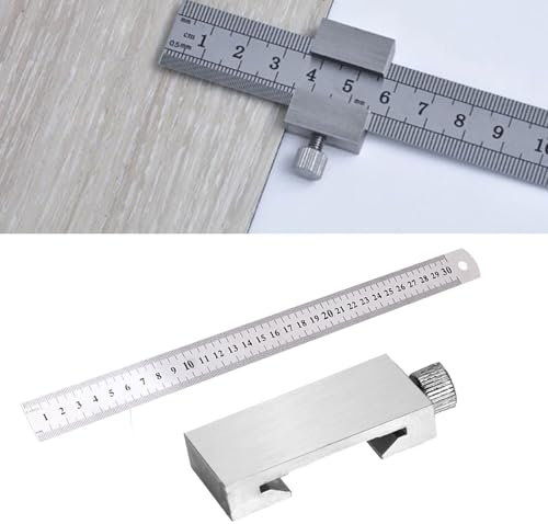 Streichmaß, Messblock Anschlaglineal, 30cm Lineal Maßstab Lineal Zum Messen Und AnreißEn Verschiedener Bearbeitungsarten, Anreißlineal für Holzbearbeitung, Heimwerken, Handwerk