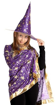Ciao- Apprenti Sorcier/Sorcière kit de déguisement enfant (manteau, chapeau), violet/or