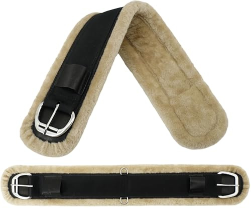 Jeereal Fleece Western Cinch,Breathable Horse Cinch Girth for Western Saddle, Black, 32 Inch
