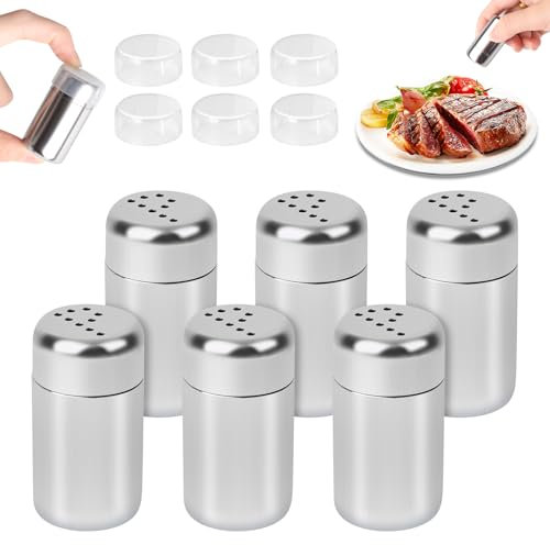 QOUBNIC Lot de 6 Petit Salière et Poivrière Mini, 5ml Salieres et Poivrieres Saliere et Poivriere de Table set, Mini Distributeur D'épices Portable pour BBQ Camping
