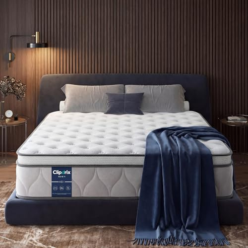 Cliporix King Size Mattress, 25cm Hybrid Orthopedic Memory Foam Mattress with Pocket Springs, Back Support Motion Isolation, 7-Zoned Coil, Medium Firm & Edge Support, 100 Night Trial