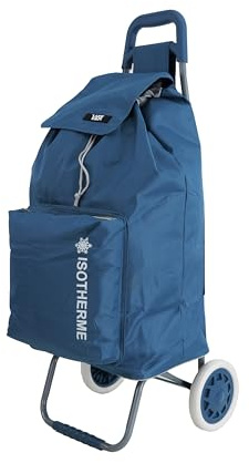 Chariot de Courses Vida CV605 2 Roues Poche ISOTERME Leger Pratique Solide Pas Cher qualitatif Grosse contenance (Bleu Topaze)