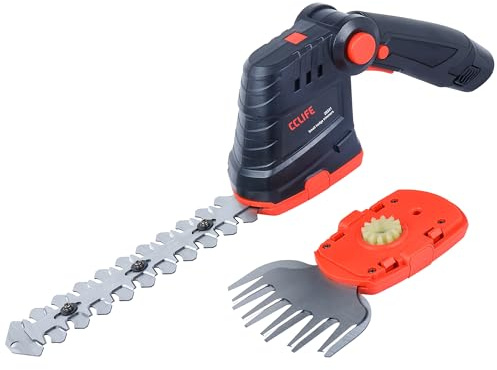 CCLIFE Tijeras Cortasetos 2 en 1 batería 10,8 V 120/200 mm jardín