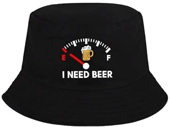 Générique Bob apéro Noir Homme Femme – Chapeau Seau Intérieur Blanc – Chapeau de pêcheur drôle et décontracté – Festival, Camping, Beauf – Taille Confortable