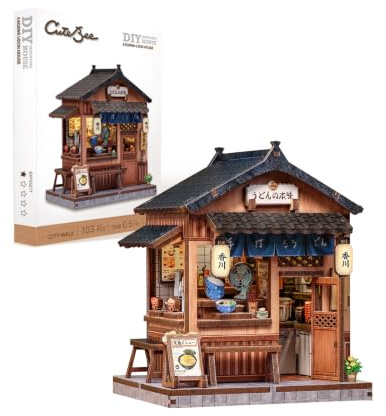 CUTEBEE Puzzle 3D en Bois pour Adultes – Kit facile pour Débutants, Déco Miniature pour la Maison (Kagawa Udon House)