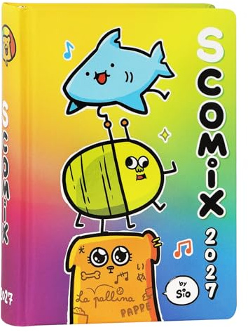 COMIX Scomix by Sio - Agenda Giornaliera 16 Mesi, Diario 2026-2027 per Scuola Elementare e Media, con Copertina Rigida e Colorata, 512 Pagine a Colori, per Bambini e Ragazzi, 12x16.5 cm
