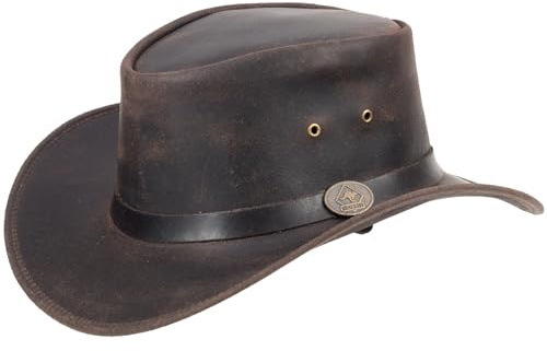SCIPPIS Woodville läderhatt brun – robust outback hatt | äkta läder och väderbeständig, BRUN, M