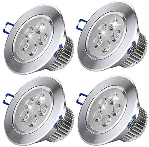 4 Pack LED Downlight de techo Luz blanca de techo LED fría Downlights LED Downlight de techo LED Lámparas Downlight empotrable Spot Lámparas de luz de Panel Led Iluminación interior para interiores
