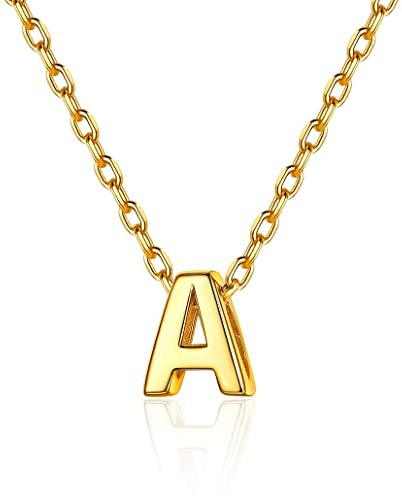 Silvora Colgantes Iniciales A Collar Letras pequena Oro Plata Colgante Mujer Letra de Oro Enchapado