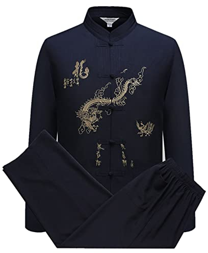 keepmore Chinesisch Kleidung Tang Anzug - Traditionell China Ancient Kostüm Kampfkunst Tangzhuang Kung Fu Lange Ärmel/Kurzarm Jacke Anzug Hemd Outfit Uniform für Herren