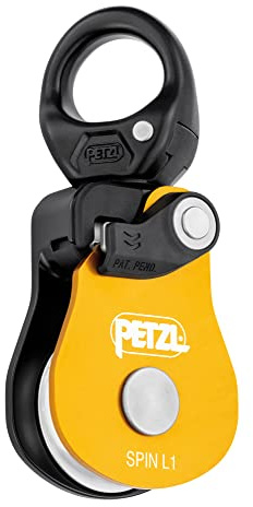 PETZL, Spin L1, Simple Pulley With Very High Output With Walker, Yellow, One Size, Unisex-Adult