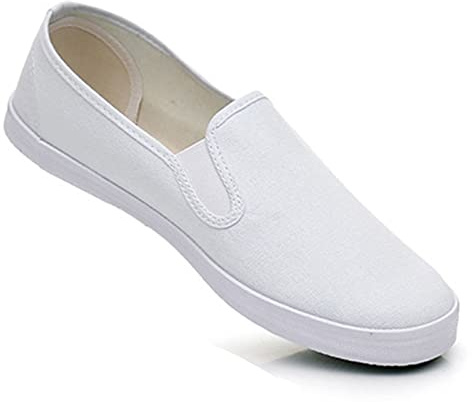 Scarpe da Uomo in Tela Kung Fu Slip On Scarpe di Stoffa Tai Chi Slip On Scarpe da Ginnastica per Arti Marziali,White-42 EU