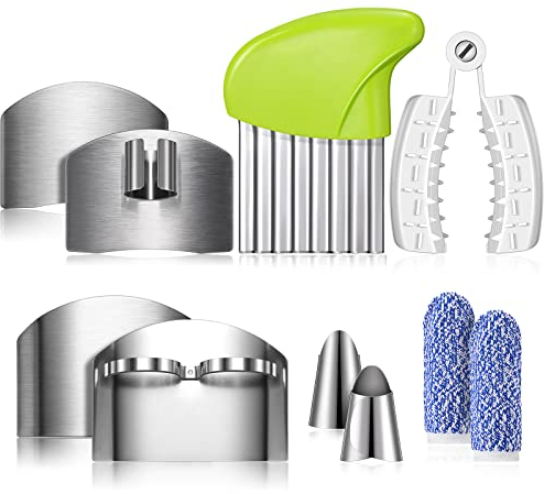 Romooa 10 Pcs Finger Guards Cutting Protector Stainless Steel Kitchen Set