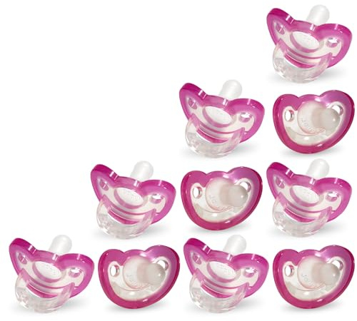 RaZbaby Jollypop Pacifier for Babies 3 Months and Up, USA Made, Natural Shaped Orthodontic Binky, Lovingly Shared in NICUs & Hospitals Worldwide, Medical-Grade 100% BPA-Free - 4 Pack - Pink