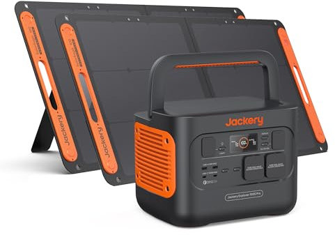 Jackery Générateur Solaire E1000Pro avec 2x100W Panneaux Solaires, Station d'énergie 1024Wh/1000W (Max 2000W), Charge Rapide CA en 1.8h, Double Port PD 100W pour Camping, Camping-car et Urgence