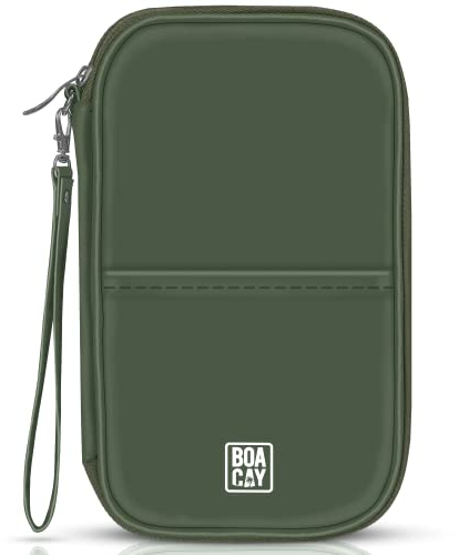 BOACAY Reisepass Tasche mit RFID, Reiseunterlagen Organizer für Damen & Herren, Familie Reiseorganizer, wasserdichte Hülle, Etui für Tickets, Geld, Karten