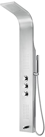 Aloni Duschpaneel mit Thermostat Duschsäule 5 Funktionen Regendusche Duschsystem mit Armatur Dusche Komplett Chrom