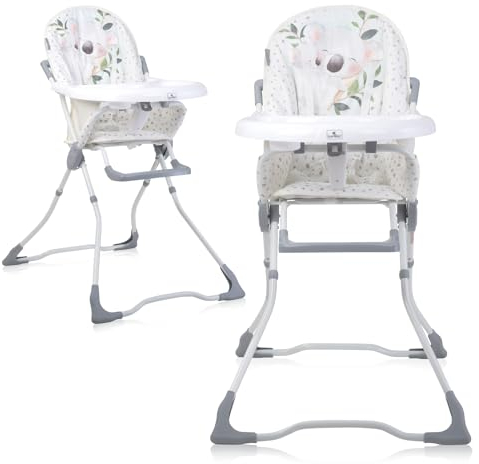 Lorelli Kinderhochstuhl Marcel, Hochstuhl für Babys ab 6 Monate bis 15 kg, Kinderstuhl mit 5-Punkt-Sicherheitsgurt, klappbarer Babyhochstuhl, weiß