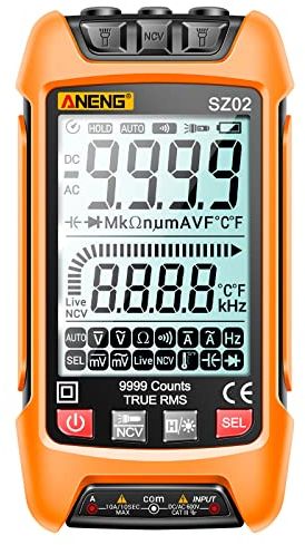 ANENG SZ02 Multimetro digitale intelligente Gamma automatica 9999 conteggi NCV Misuratore universale Tester multifunzionale portatile Voltmetro Amperometro con retroilluminazione Torcia AC/DC