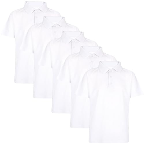 A2Z 4 Kids Boys Polo T Shirts Plain Summer Tank Top - PL Polo T Shirt White 5 Pack 13-14