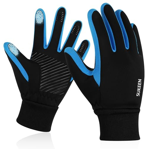 Sukeen Kids Winter Gloves, Touchscreen Anti-Slip Cycling Gloves for Kids Boys Girls, Lightweight Boys Gloves for Running Cycling Biking Sports Outdoor, Blue, M