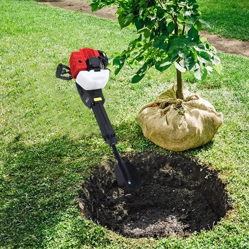 Tragbarer Bagger Benzinbagger 1900W, 2 in 1 Bagger Stemmhammer Tragbare, 52CC 2-Takt luftgekühlte Grabmaschine Handbagger, Multi Pfostenlochgräber Baumpflanzschaufel für Garten Farm und Zuhause