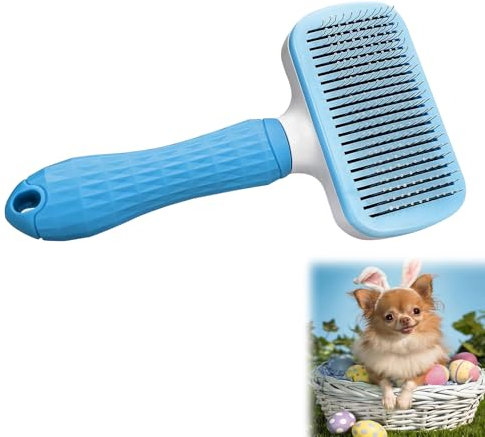 Haustier Bürsten, Haustier Hundebürste Katzenbürste, Haar Entferner Haustierbürste, Katzenbürste Hundebürste, Selbstreinigende Zupfbürste, Hundebürste Langhaar Katzenbürste, Blau