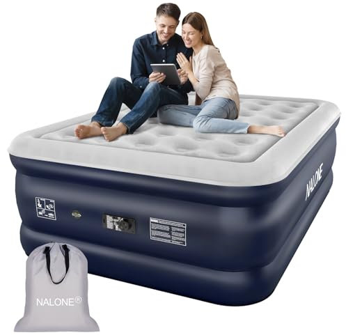 NALONE Luftmatratze 2 Personen, Luftmatratze Selbstaufblasend mit Integrierter Pumpe, Luftbett Selbstaufblasend in 3 Minuten, Aufblasbare Matratze für Camping & Heimgebrauch (Full XL)