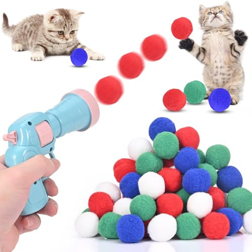 LUXECOVE Katzenspielzeug, Launcher-Set mit 50 Bällen, interaktives katzenspielzeug, interaktives Spielzeug für Katzen und Hunde, leise und sicher