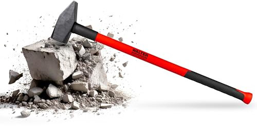 WALTER PROFESSIONAL Vorschlaghammer 5 kg – Robuster Fiberglasstiel, Ergonomischer Griff, Geschmiedeter Kohlenstoffstahl, Ideal für Abbruch- und Renovierungsprojekte