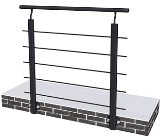 AICA Barandilla de Aluminio, 100 cm Pasamanos de Escaleras, Parapeto de Aluminio con 5 travesaños para balcón, escaleras, interior y exterior - fijaciones lateral
