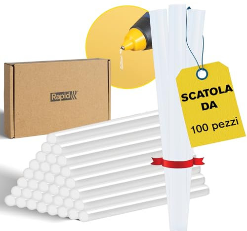 Bâtons de colle universels RAPID 7mm transparents pour bricolage, art et petites réparations – Ø7 x 100mm, lot de 100, sans solvant, haute teneur en résine, 380 g, pistolet non inclus