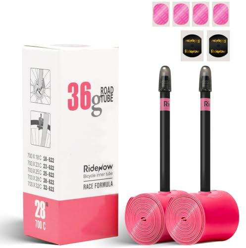 RideNow 36 g Tubeless TPU racercykelrör, kompatibelt med 700 x 18/23/25/28/30/32C, 2 700C ultralätt cykelslang med 65 mm Presta-ventil