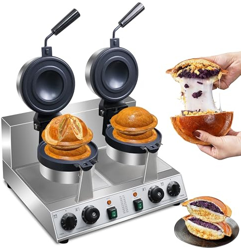 Ice Cream Burger Maker,double UFO Burger Maker,180°Rotating Ice Cream Filling Waffle Maker,Hamburger Waffle Maker Sandwich Press Non-stick Panini press waffle machine 2600W Gelato Panini Press machine