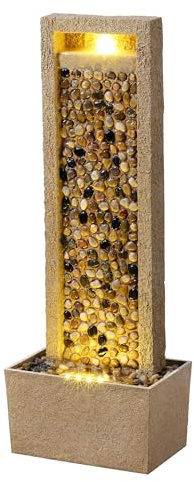 Teamson Home Fontaine de Jardin Haute Effet Riviere Cascade exterieure LED reglable Patio Compact Marron