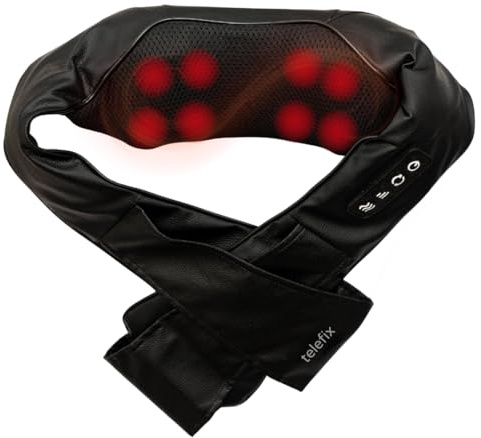 RelaxPro Shiatsu nackmassager med värmefunktion för rygg och axel – elektrisk massageapparat för djupvävnad med 8 knådningsknutar, massagekudde för hemmet