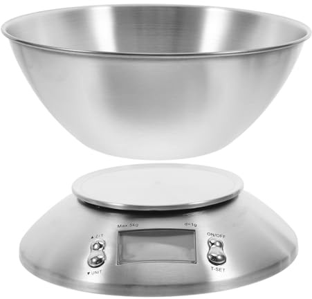 SAFIGLE Bilancia Digitale da Cucina in Acciaio Inox 5000g Display, Bilancia per Alimenti Piccola per Uso Domestico e Commerciale, Strumento di Misurazione Preciso per Cucina e Negozi